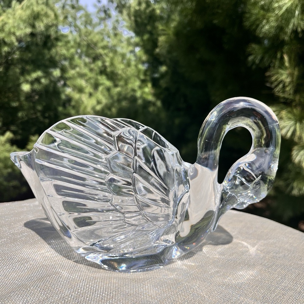 Cristal d'Arques Swan Lead Crystal 5.75"H Candy Dish Bowl Planter Pitcher Mint
